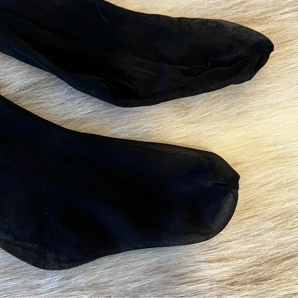 New VICTORIA’S SECRET Silky Sheer Thigh Highs for Garter Belt Jet Black Vintage